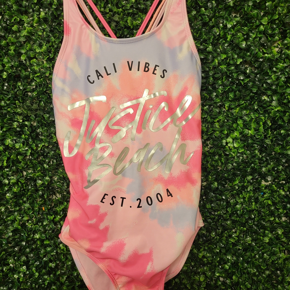 Girls Pink and Purple Justice Beach Swimsuit